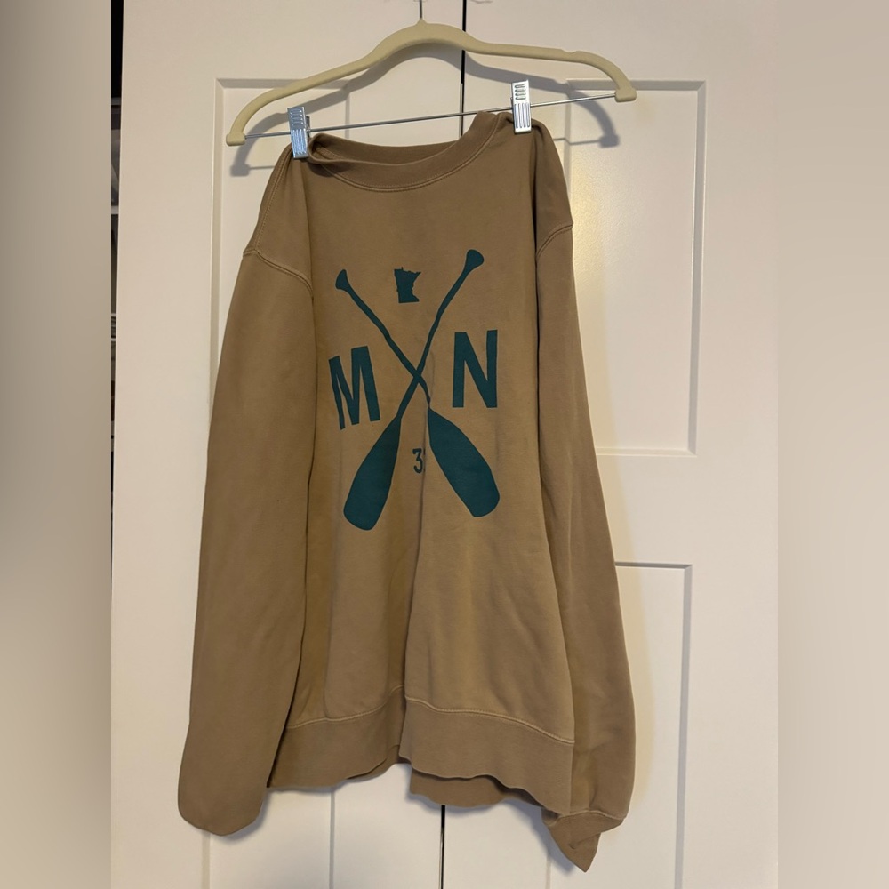 Casual Tan Graphic Sweatshirt